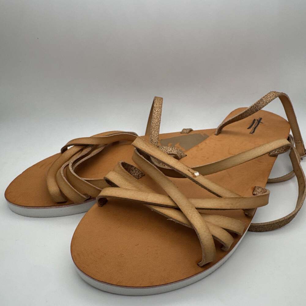 American Eagle Brown Leather Like Sandals Women's US 10 *Read* Strappy Ankle